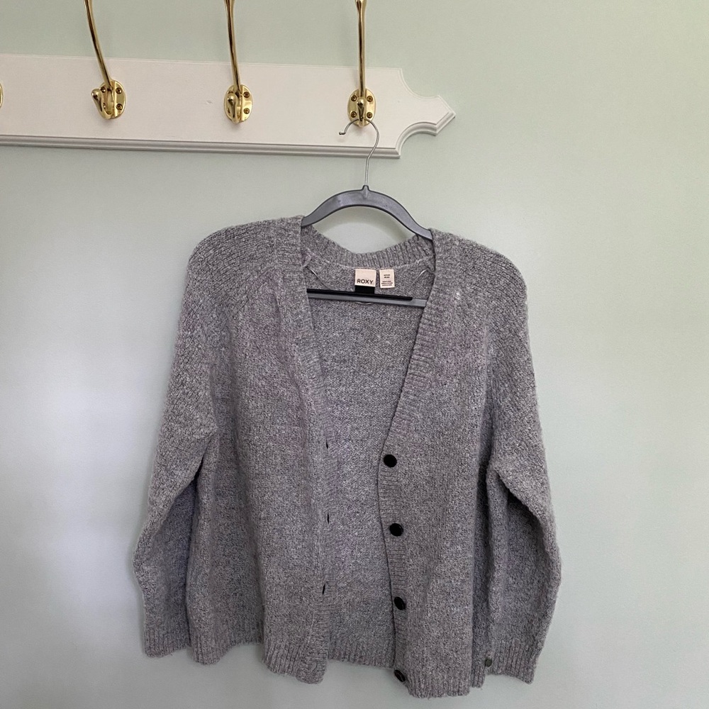 NWOT! ROXY heathered grey cardigan sweater
